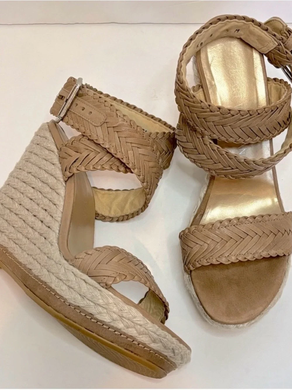 Stuart Weitzman Woven Espadrille Wedge Sandals-sz 7.5 - Picture 2 of 7